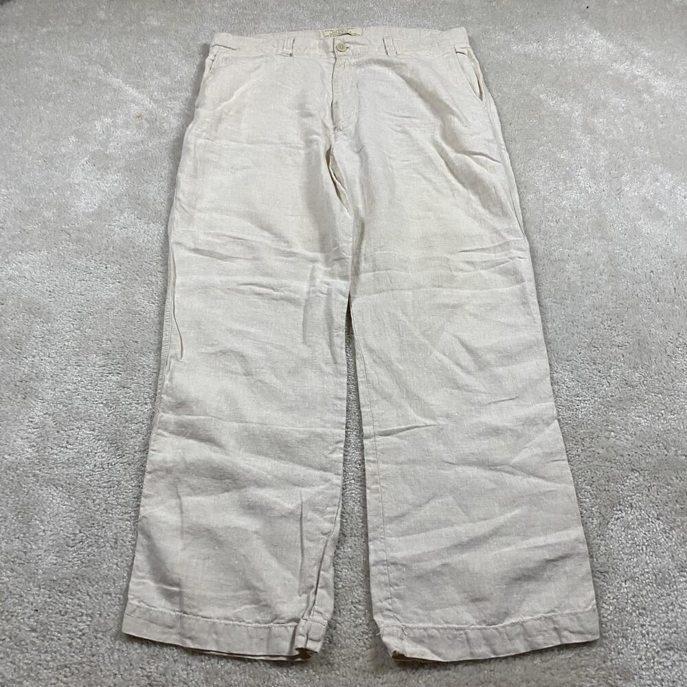 Y2K Old Navy Surplus Pants Mens 36x32 Beige Linen Drawstring Khakis Baggy Mall